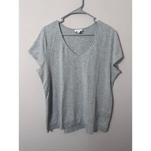 Pure J Jill womens size XL gray short sleeve vneck shirt